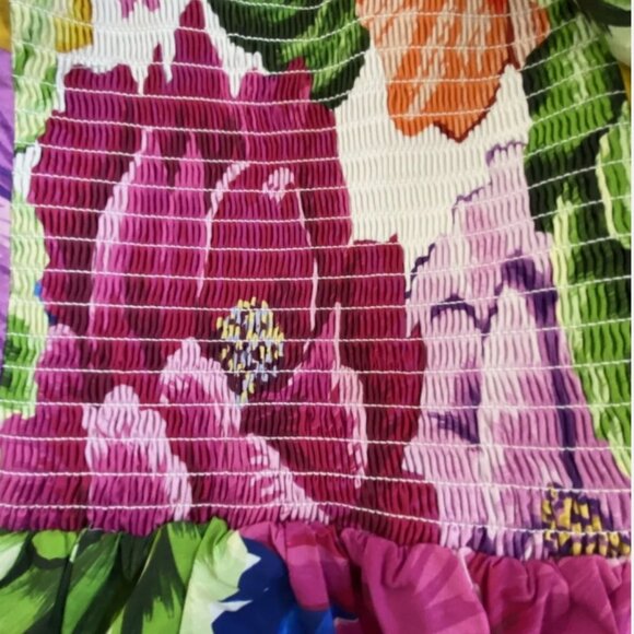 NWOT Farm Rio Rainbow Chita Floral Top Empire-Waist Blouse Smocked Back XS $145 - Picture 7 of 9